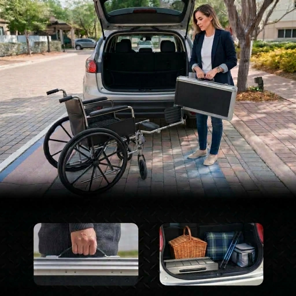 Hodrak Rampa – Opvouwbare oprijplaat 183 cm van aluminium, antislip drempelhulp voor rolstoel, kinderwagens & kar