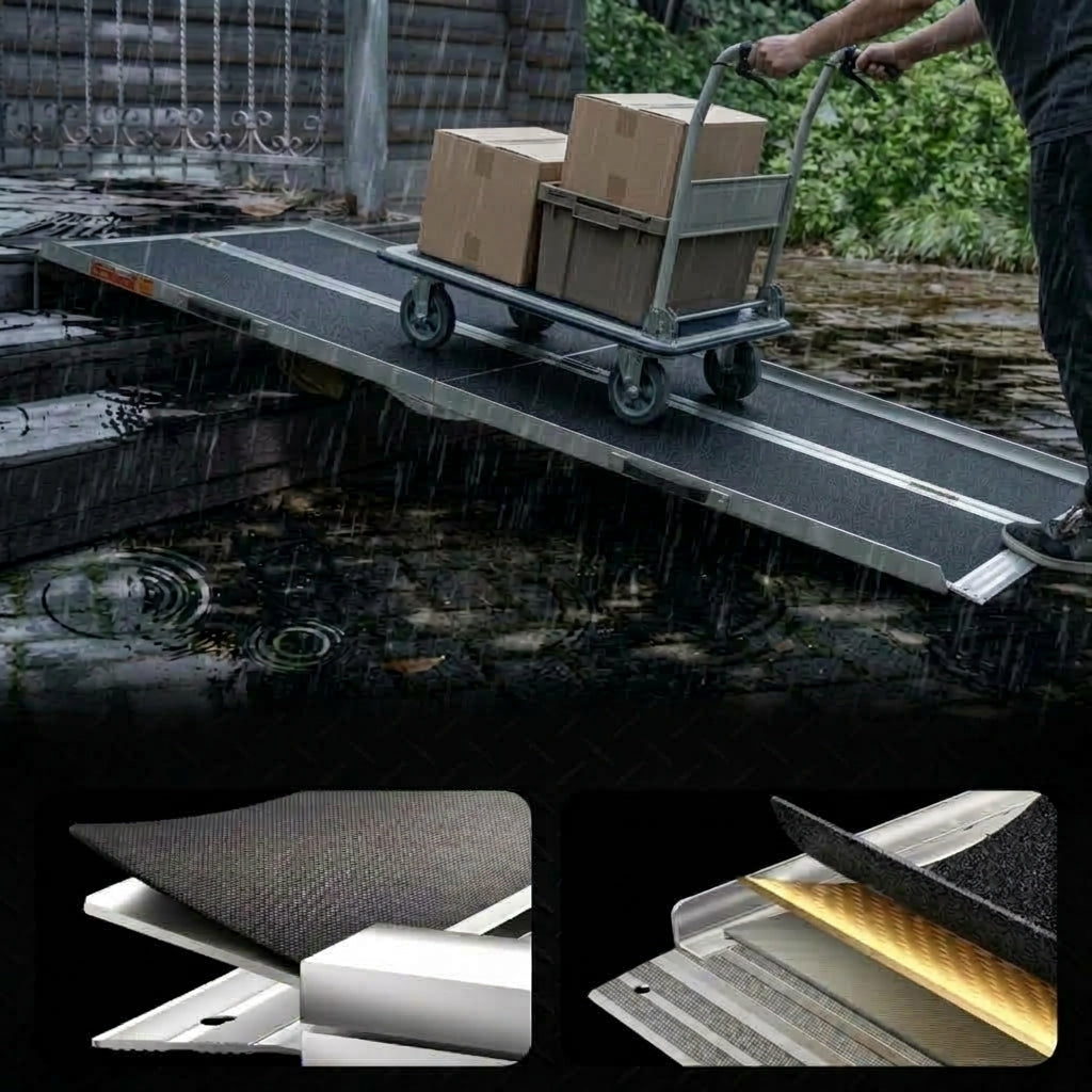 Hodrak Rampa – Opvouwbare oprijplaat 182 cm van aluminium, antislip drempelhulp voor rolstoel, kinderwagens & kar