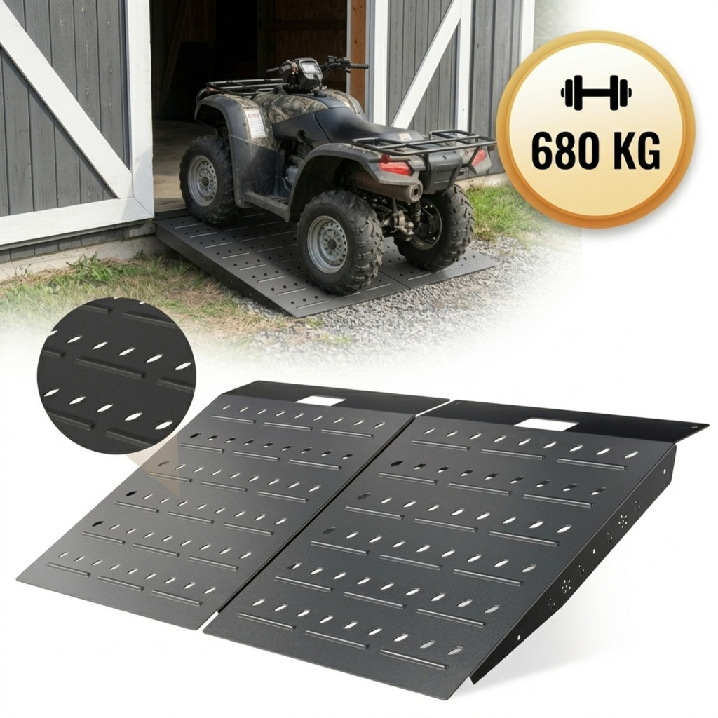 Hodrak Forta – 2-Piece Steel Loading Ramps for Lawn Mowers, Ride-On Mowers, Garden Machinery & Wheelbarrows – 680kg Capacity