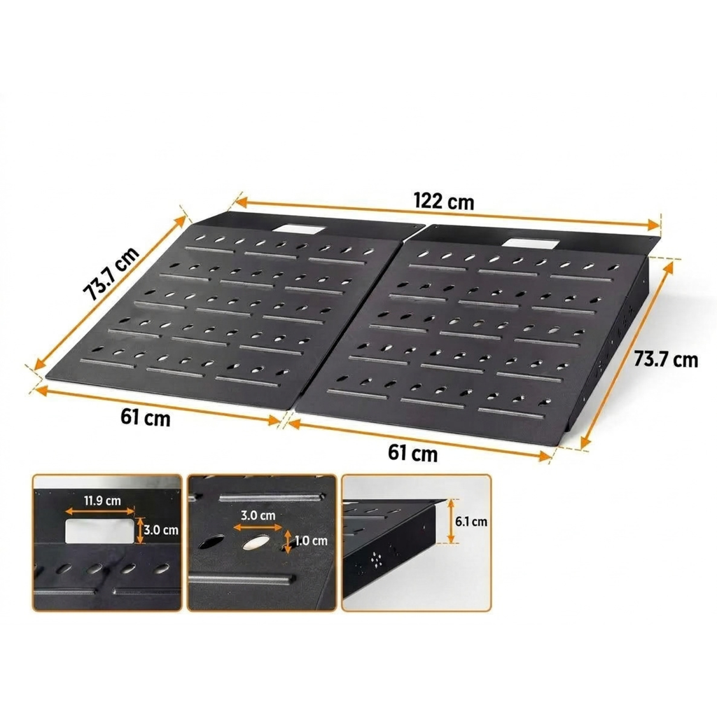 Hodrak Forta – 2-Piece Steel Loading Ramps for Lawn Mowers, Ride-On Mowers, Garden Machinery & Wheelbarrows – 680kg Capacity