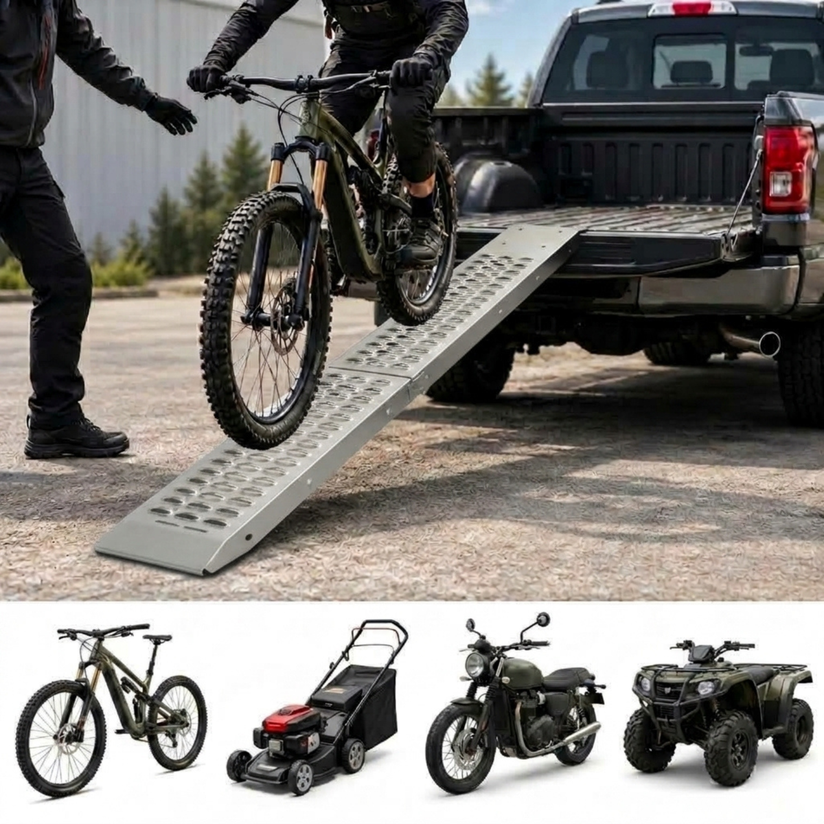 HODRAK Longa – 198cm Folding Steel Loading Ramps for Motorcycles, ATVs, UTVs & Lawn Mowers – 2-Piece, 340kg Capacity