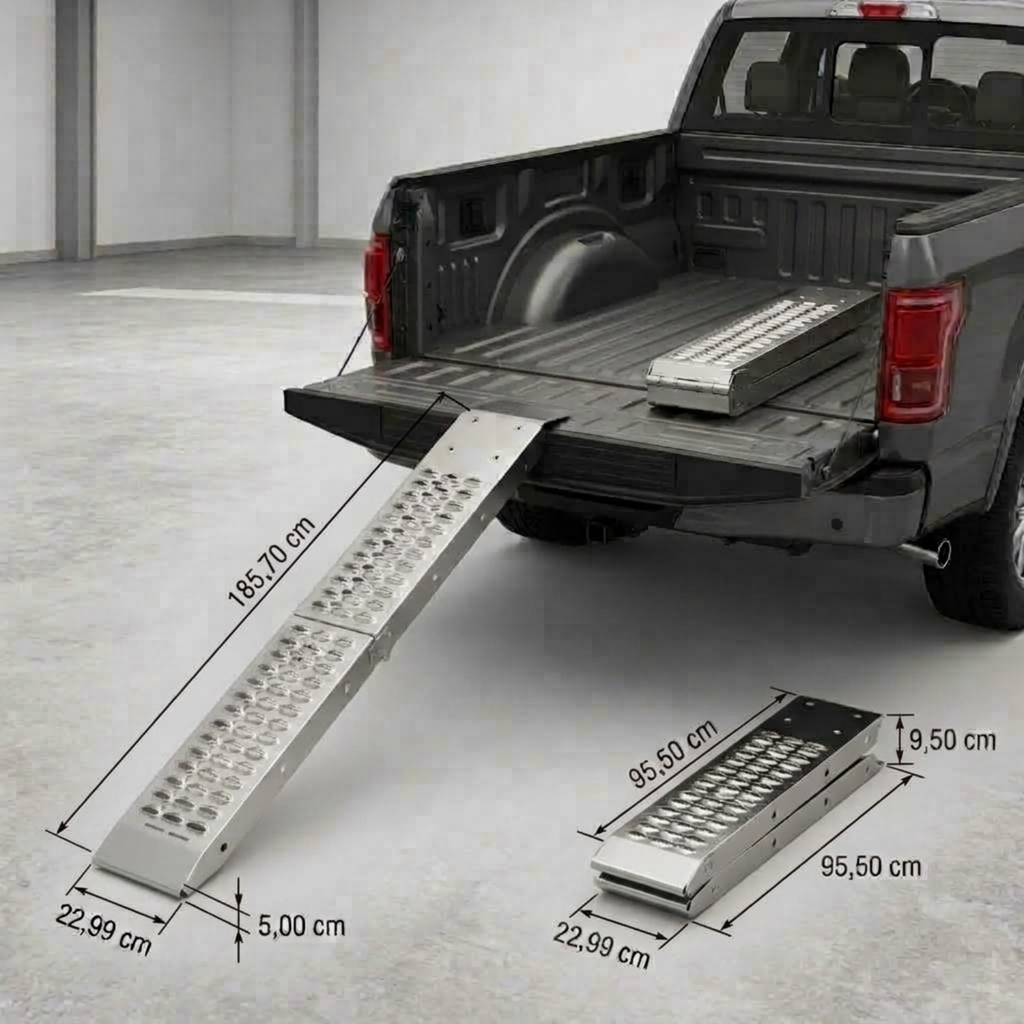 HODRAK Longa – 198cm Folding Steel Loading Ramps for Motorcycles, ATVs, UTVs & Lawn Mowers – 2-Piece, 340kg Capacity