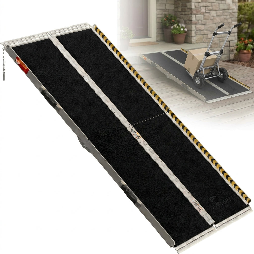 Hodrak Rampa – Opvouwbare oprijplaat 183 cm van aluminium, antislip drempelhulp voor rolstoel, kinderwagens & kar
